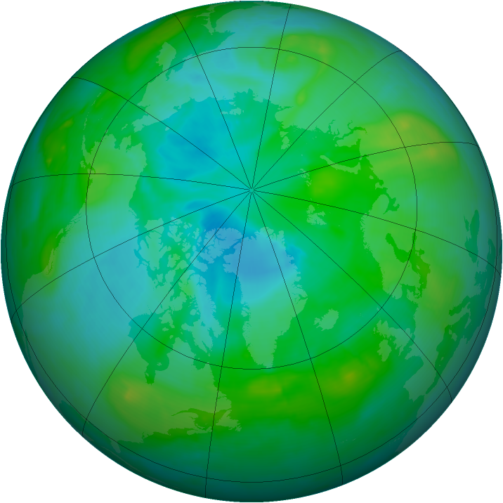Arctic ozone map for 09 August 2008
